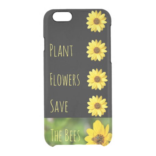 Cute Plant Flowers Save The Bees Black Phone Case