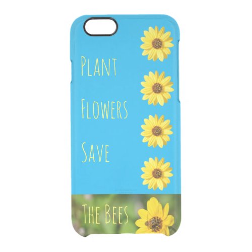 Cute Plant Flowers Save The Bees Blue Phone Case