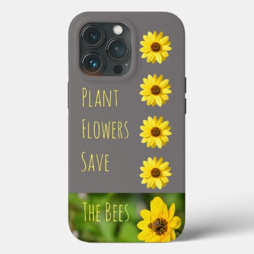 Cute Plant Flowers Save The Bees Gray Phone Case