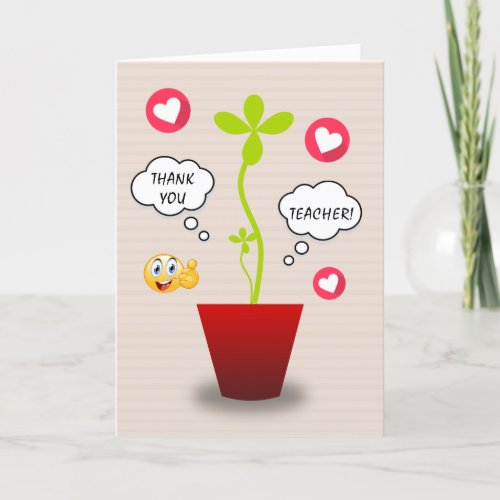 Cute Plant Helping Me Grow Teacher Thank You Card