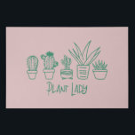 Cute Plant Lady Funny Cactus Quote in Pink Green Faux Canvas Print<br><div class="desc">A cute illustration of indoor plants including a cactus and succulent with the saying Plant Lady.</div>