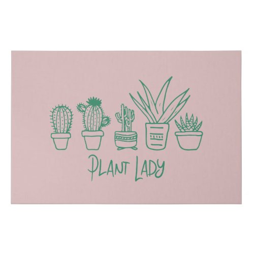 Cute Plant Lady Funny Cactus Quote in Pink Green Faux Canvas Print
