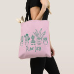 Cute Plant Lady Funny Cactus Quote in Pink Green Tote Bag<br><div class="desc">A cute illustration of indoor plants including a cactus and succulent with the saying Plant Lady. Contact me with any questions or requests.</div>