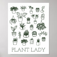 Cute Plant Lady Houseplant Illustration in Green