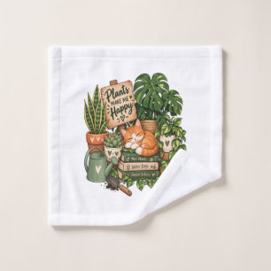 Cute Plant Lover Cat , bath towels