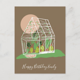 Cute Plant Lovers Greenhouse Illustration Postcard