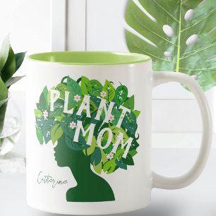 Cute Plant Mom Personalized Plant Lover Two-Tone  Coffee Mug