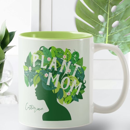 Cute Plant Mom Personalized Plant Lover Two_Tone Coffee Mug