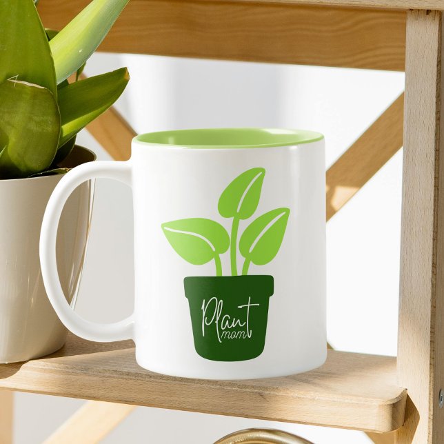 Cute Plant Mom Plant Lover's  Two-Tone Coffee Mug (Creator Uploaded)