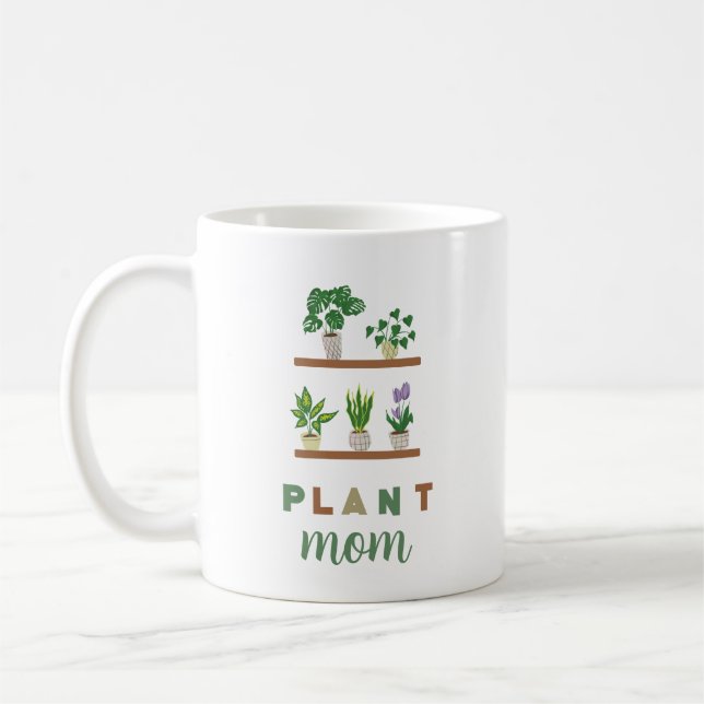 Cute Plant Mom Tropical Greenery Lady Coffee Mug (Left)