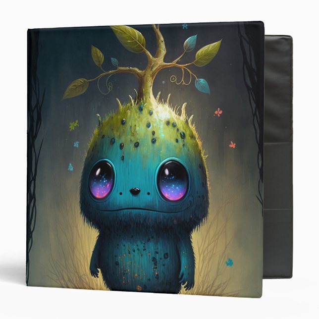 Cute Plant Monster Fantasy Art 3 Ring Binder (Front/Inside)