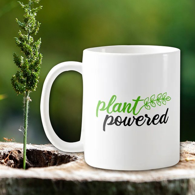 Cute Plant Powered, Green and Black Coffee Mug (Creator Uploaded)