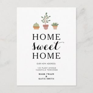 Cute Plants Home Sweet Home Moving Announcement Postcard