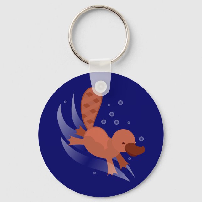 cute Platypus diving Keychain (Front)