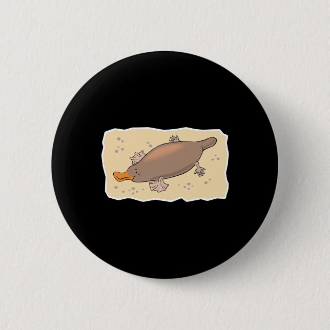 cute platypus in the sand button (Front)
