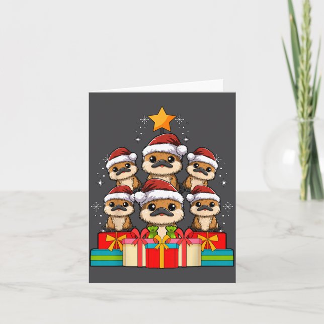 Cute Platypus Le Christmas Tree Xmas Hat  Card (Front)