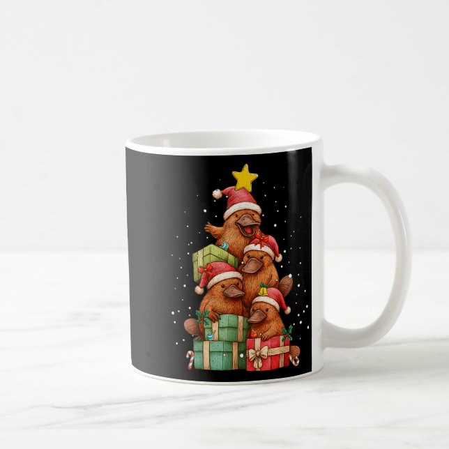 Cute Platypus Le Christmas Tree Xmas Hat  Coffee Mug (Right)