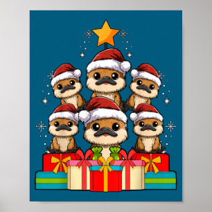 Cute Platypus Le Christmas Tree Xmas Hat  Poster