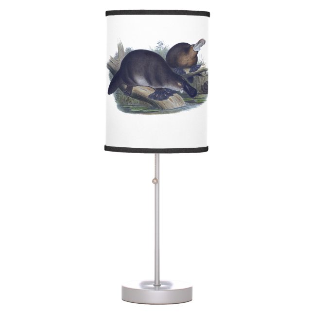 Cute Platypus on a Log Animal Illustration Table Lamp (Front)