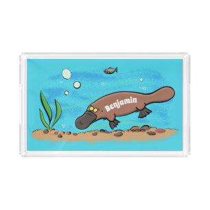 Cute platypus swimming cartoon acrylic tray