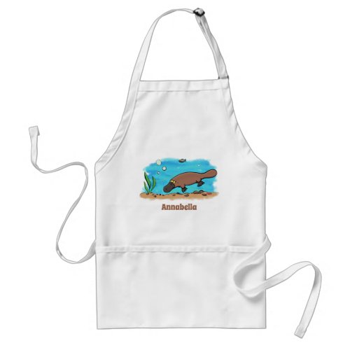 Cute platypus swimming cartoon adult apron