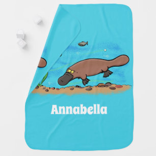 Cute platypus swimming cartoon baby blanket