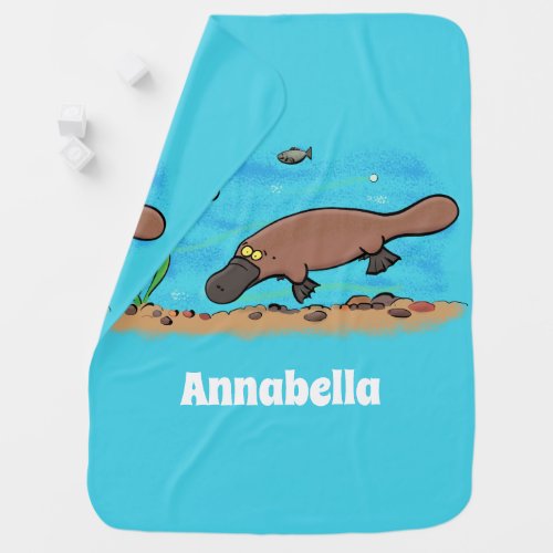 Cute platypus swimming cartoon baby blanket