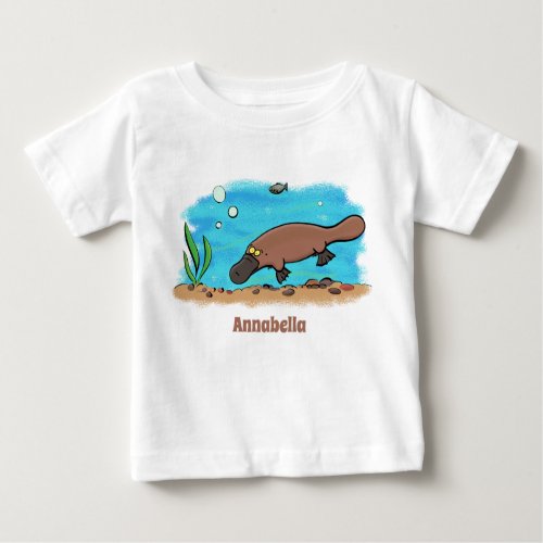 Cute platypus swimming cartoon baby T_Shirt