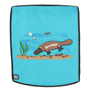 Cute platypus swimming cartoon backpack