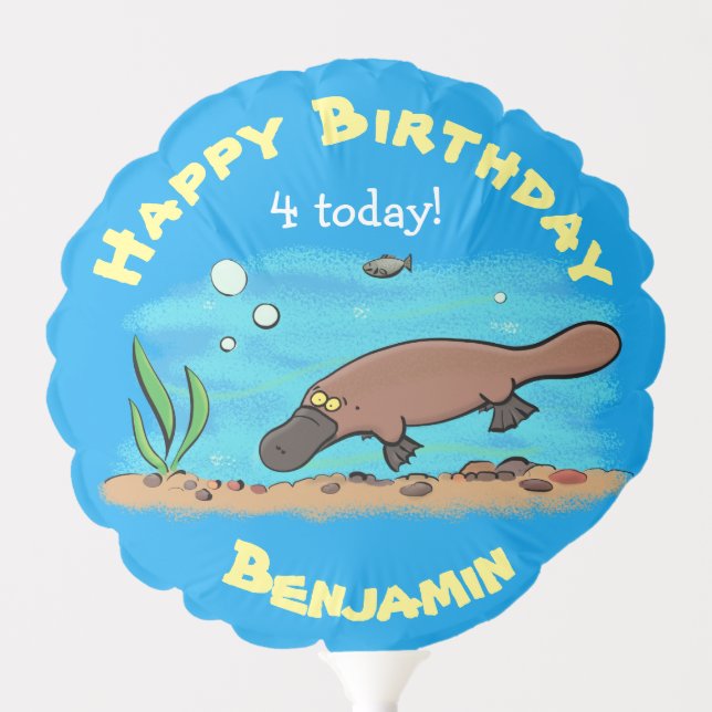 Cute platypus swimming cartoon balloon (Front)