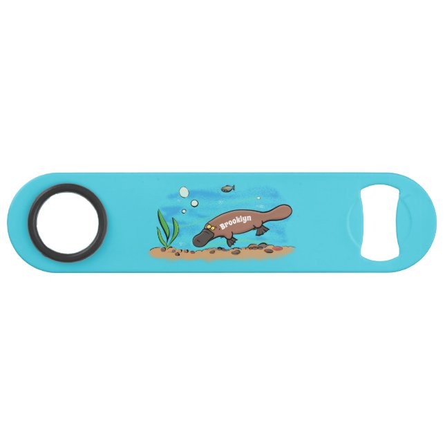 Cute platypus swimming cartoon bar key (Front (Horizontal))
