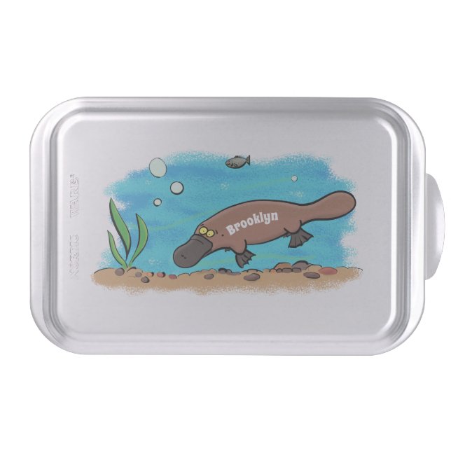 Cute platypus swimming cartoon cake pan (Front)