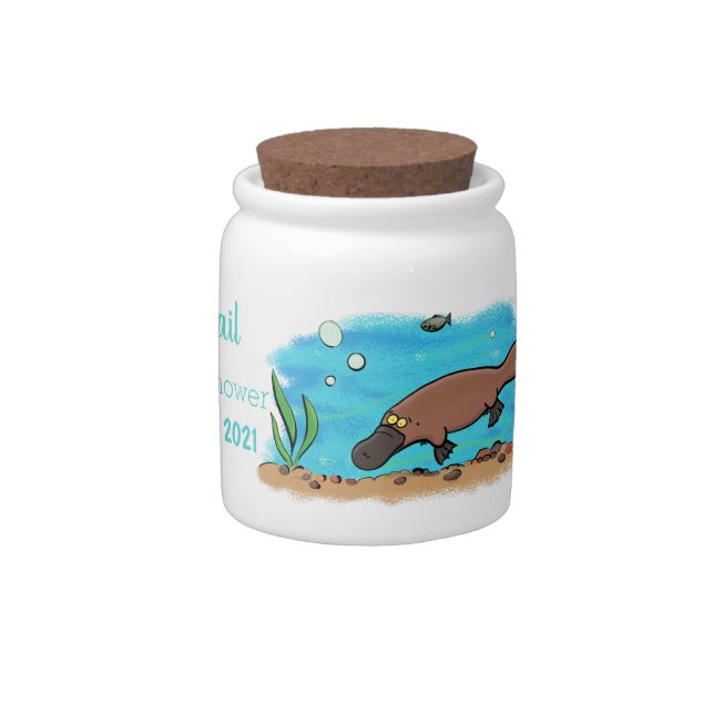 Cute platypus swimming cartoon candy jar (Right)
