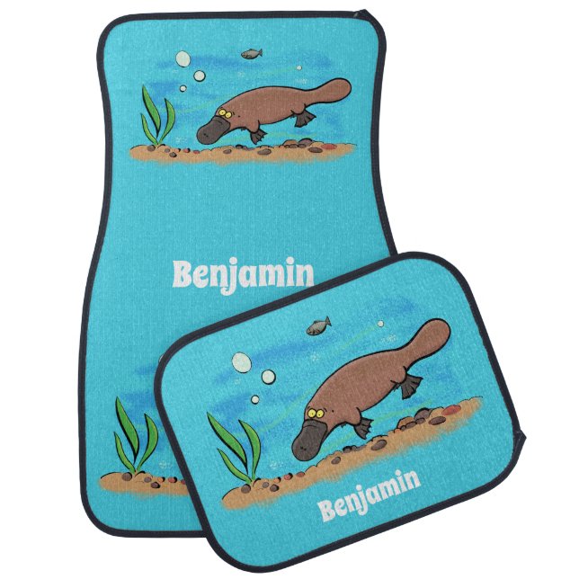 Cute platypus swimming cartoon car floor mat (Set)