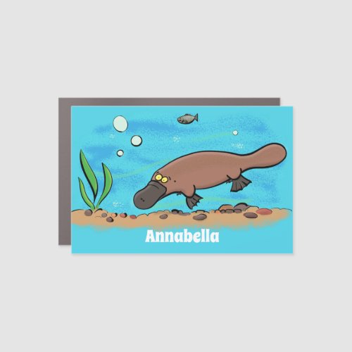 Cute platypus swimming cartoon car magnet