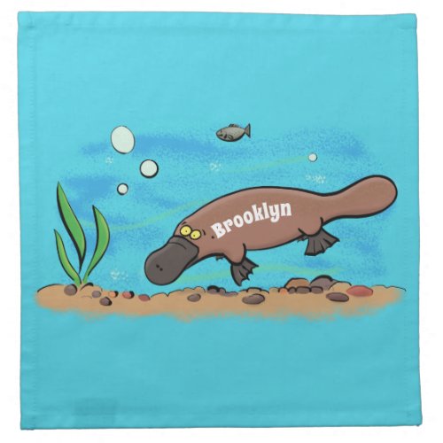Cute platypus swimming cartoon cloth napkin