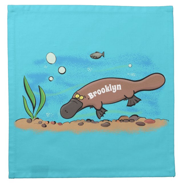 Cute platypus swimming cartoon cloth napkin (Front)