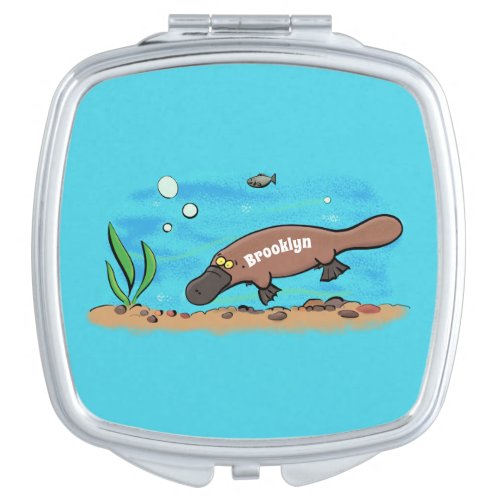 Cute platypus swimming cartoon compact mirror