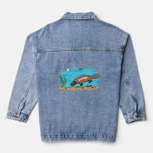 Cute platypus swimming cartoon denim jacket