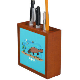 Cute platypus swimming cartoon desk organizer