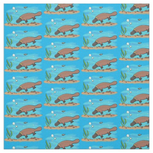 Cute platypus swimming cartoon fabric