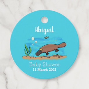 Cute platypus swimming cartoon favor tags