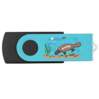 Cute platypus swimming cartoon