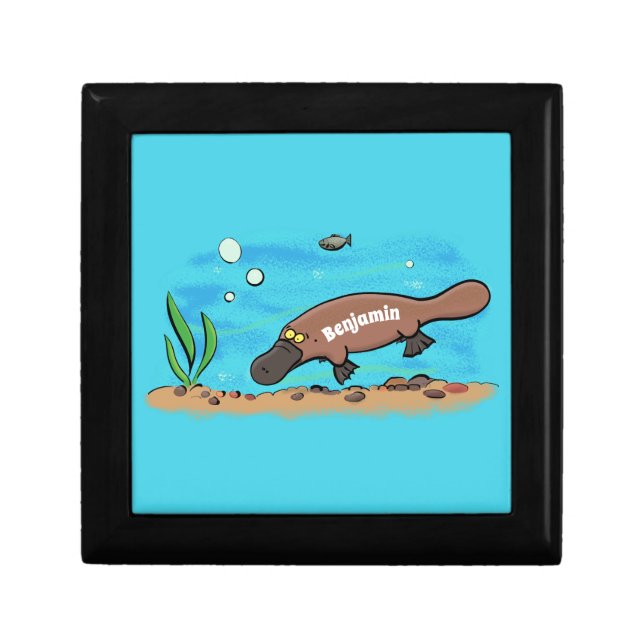 Cute platypus swimming cartoon gift box (Front)