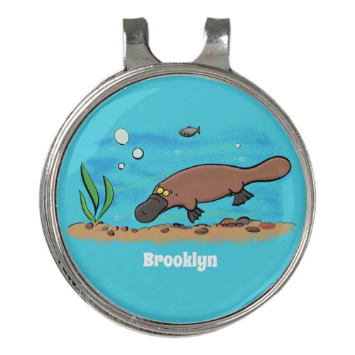Cute platypus swimming cartoon golf hat clip