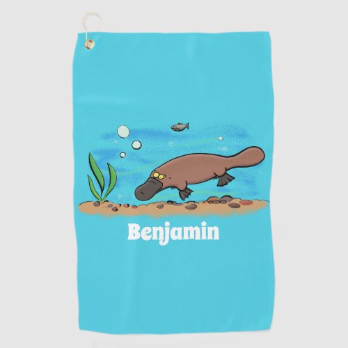 Cute platypus swimming cartoon golf towel