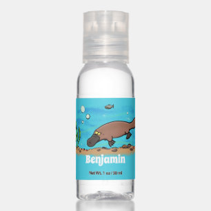Cute platypus swimming cartoon hand sanitizer