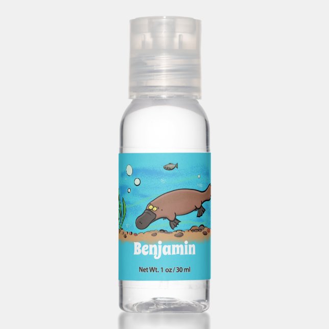 Cute platypus swimming cartoon hand sanitizer (Front)