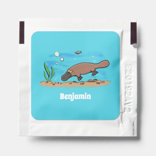 Cute platypus swimming cartoon hand sanitizer packet