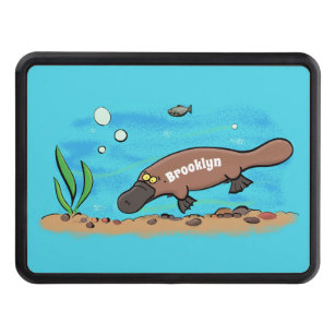 Cute platypus swimming cartoon hitch cover
